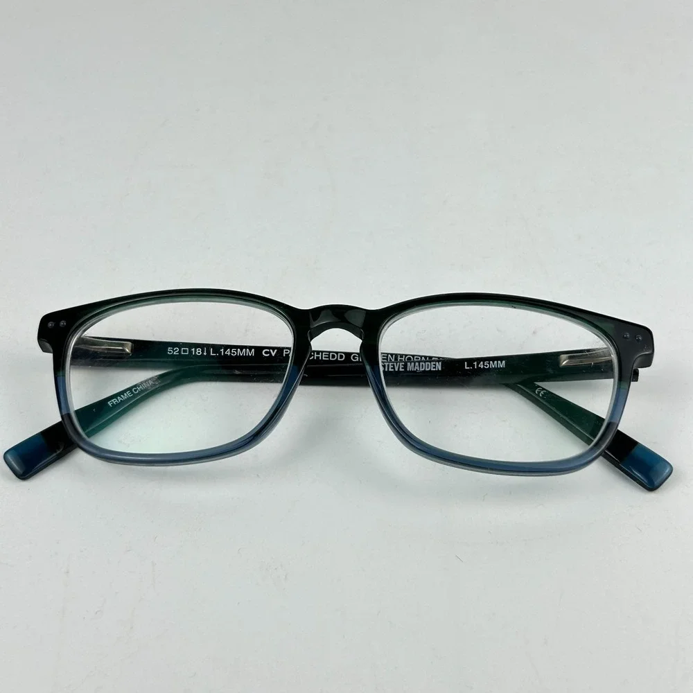 Steve Madden Patchedd Green‎ Horn Fade Women Eyeglasses Black Full Rim 52-18-145